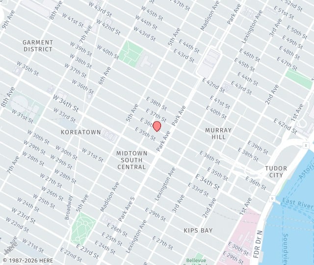 Location Map: 36A East 36th Street, Suite 202 New York, New York 10016