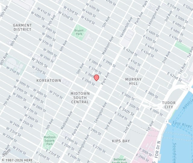 Location Map: 36A East 36th Street, Suite 202 New York, New York 10016